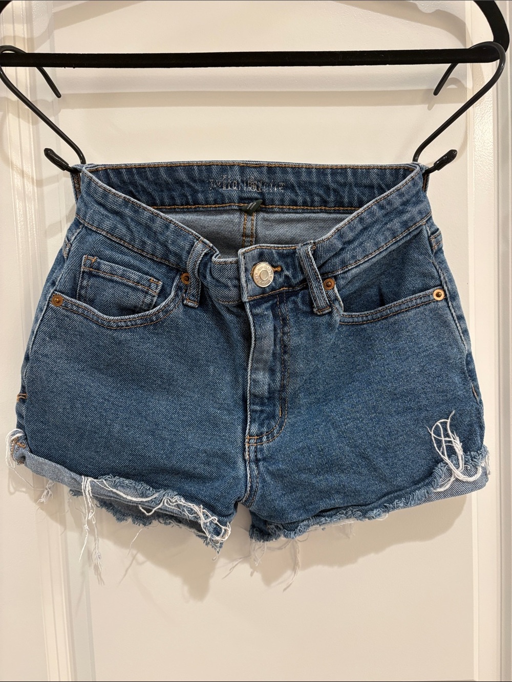 High-Rise Distressed Denim Shorts - Blue Wild Fable